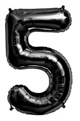 بادکنک فویلی مشکی ساده عدد 5 (پنج)