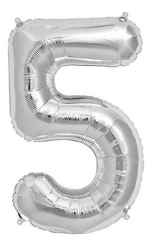 بادکنک فویلی نقره ای ساده عدد 5 (پنج)