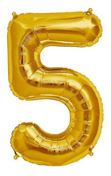 بادکنک فویلی طلایی ساده عدد 5 (پنج)