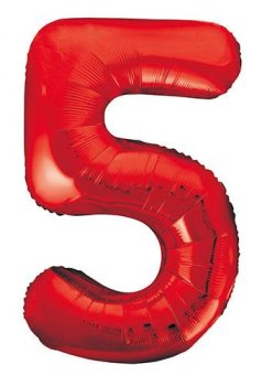 بادکنک فویلی قرمز ساده عدد 5 (پنج)