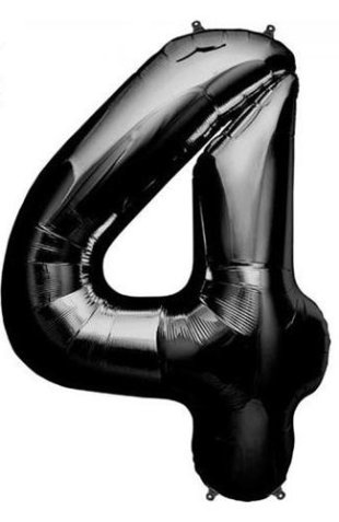 بادکنک فویلی مشکی ساده عدد 4 (چهار)