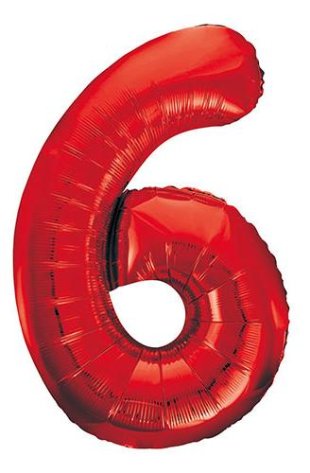 بادکنک فویلی قرمز ساده عدد 6 (شش)