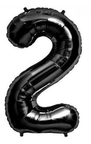 بادکنک فویلی مشکی ساده عدد 2 (دو)