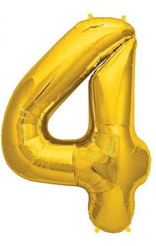 بادکنک فویلی طلایی ساده عدد 4 (چهار)