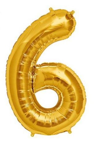 بادکنک فویلی طلایی ساده عدد 6 (شش)