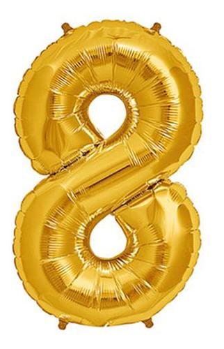 بادکنک فویلی طلایی ساده عدد 8 (هشت)