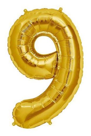بادکنک فویلی طلایی ساده عدد 9 (نه)
