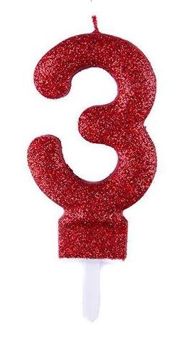 شمع اکلیلی قرمز عدد 3 (سه)