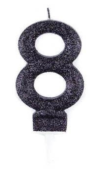 شمع اکلیلی مشکی عدد 8 (هشت)