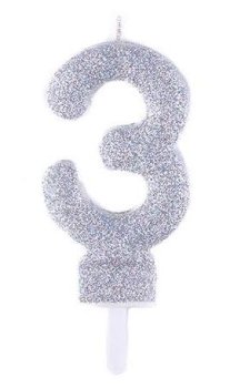 شمع اکلیلی نقره ای عدد 3 (سه)