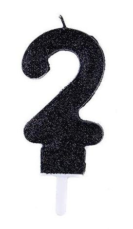 شمع اکلیلی مشکی عدد 2 (دو)