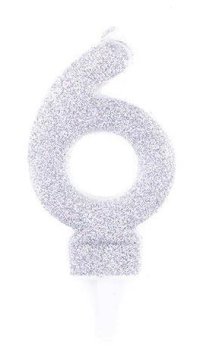 شمع اکلیلی نقره ای عدد 6 (شش)