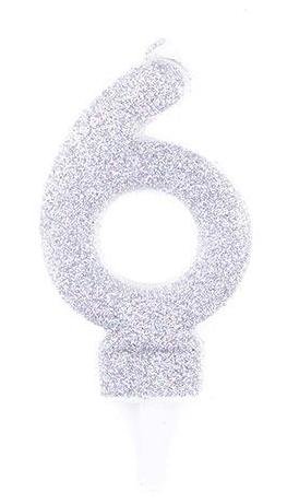 شمع اکلیلی نقره ای عدد 6 (شش)