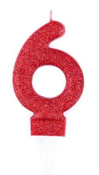 شمع اکلیلی قرمز عدد 6 (شش)