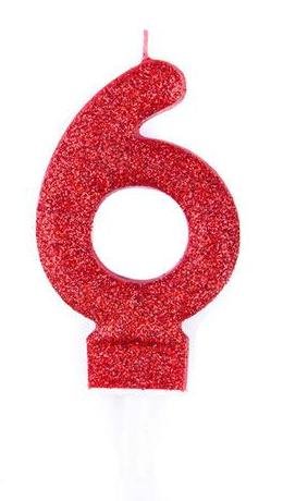 شمع اکلیلی قرمز عدد 6 (شش)