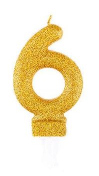 شمع اکلیلی طلایی عدد 6 (شش)