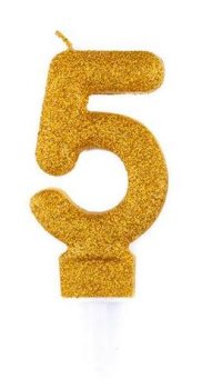 شمع اکلیلی طلایی عدد 5 (پنج)