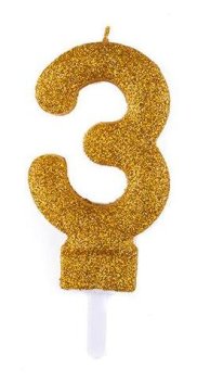 شمع اکلیلی طلایی عدد 3 (سه)