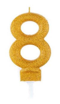 شمع اکلیلی طلایی عدد 8 (هشت)