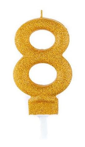 شمع اکلیلی طلایی عدد 8 (هشت)