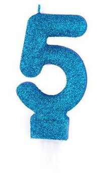 شمع اکلیلی آبی عدد 5 (پنج)