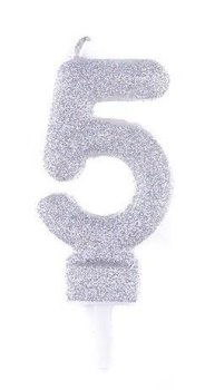 شمع اکلیلی نقره ای عدد 5 (پنج)