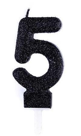 شمع اکلیلی مشکی عدد 5 (پنج)