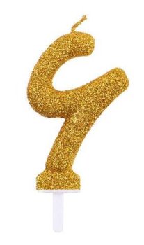 شمع اکلیلی طلایی عدد فارسی 6 (شش)
