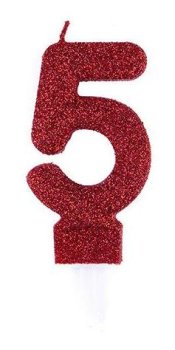 شمع اکلیلی قرمز عدد 5 (پنج)