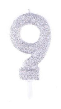 شمع اکلیلی نقره ای عدد 9 (نه)