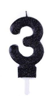 شمع اکلیلی مشکی عدد 3 (سه)