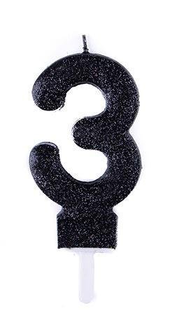 شمع اکلیلی مشکی عدد 3 (سه)