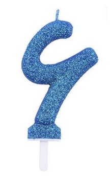 شمع اکلیلی آبی عدد فارسی 6 (شش)