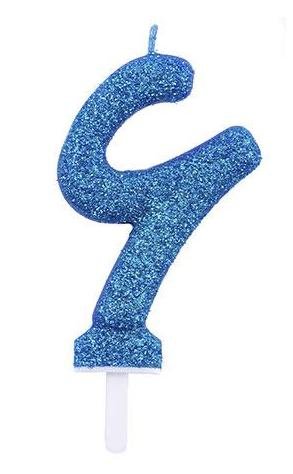 شمع اکلیلی آبی عدد فارسی 6 (شش)