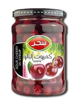 کمپوت آلبالو شیشه سحر 650 گرمی