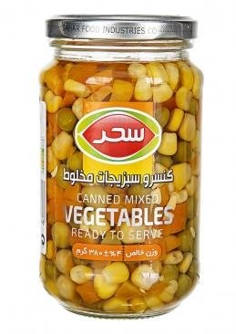 کنسرو سبزیجات مخلوط شیشه سحر 380 گرمی