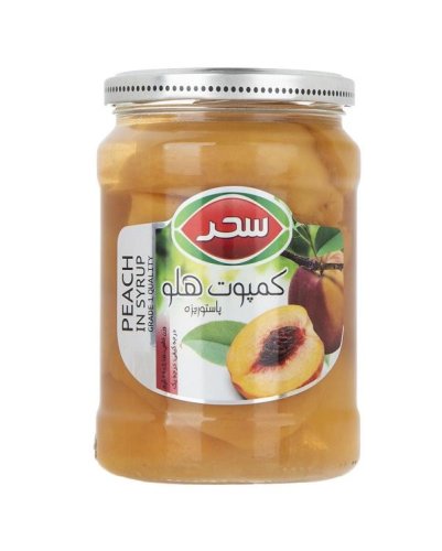 کمپوت هلو شیشه سحر 650 گرمی