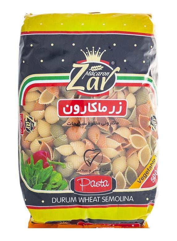ماکارانی مخلوط سبزیجات فرمی شلز زرماکارون 500 گرمی