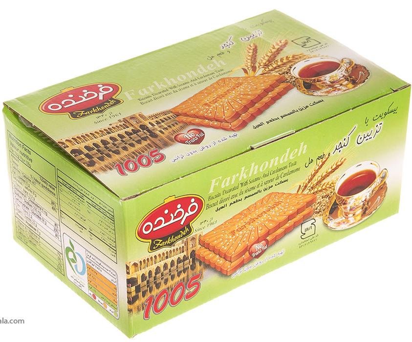 بیسکوییت با طعم هل و تزیین کنجد فرخنده 850 گرم