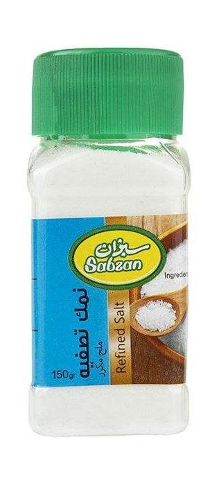 نمک تصفیه شده سبزان 150 گرم
