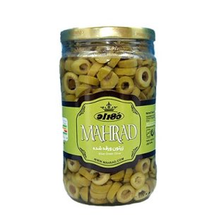 زیتون سبز اسلایس شیشه مهراد 500 گرم