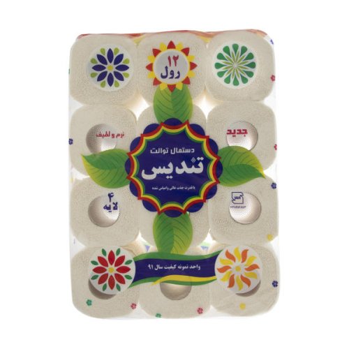 دستمال توالت 12 رول 4 لایه تندیس