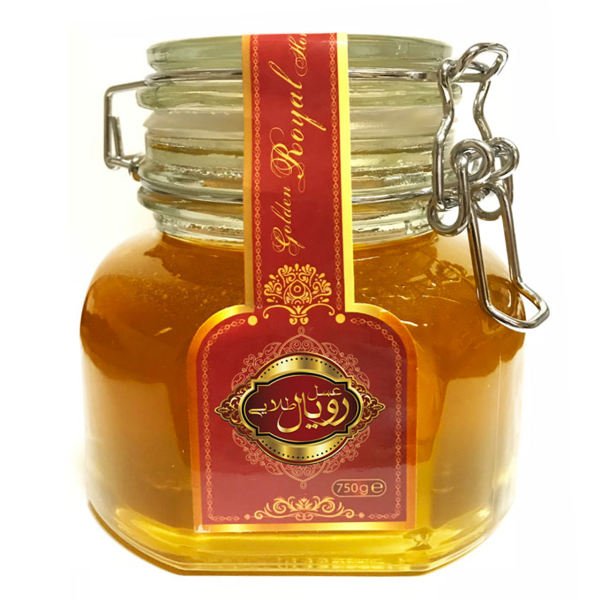 عسل درب قفلی شیشه رویال طلایی 750 گرم