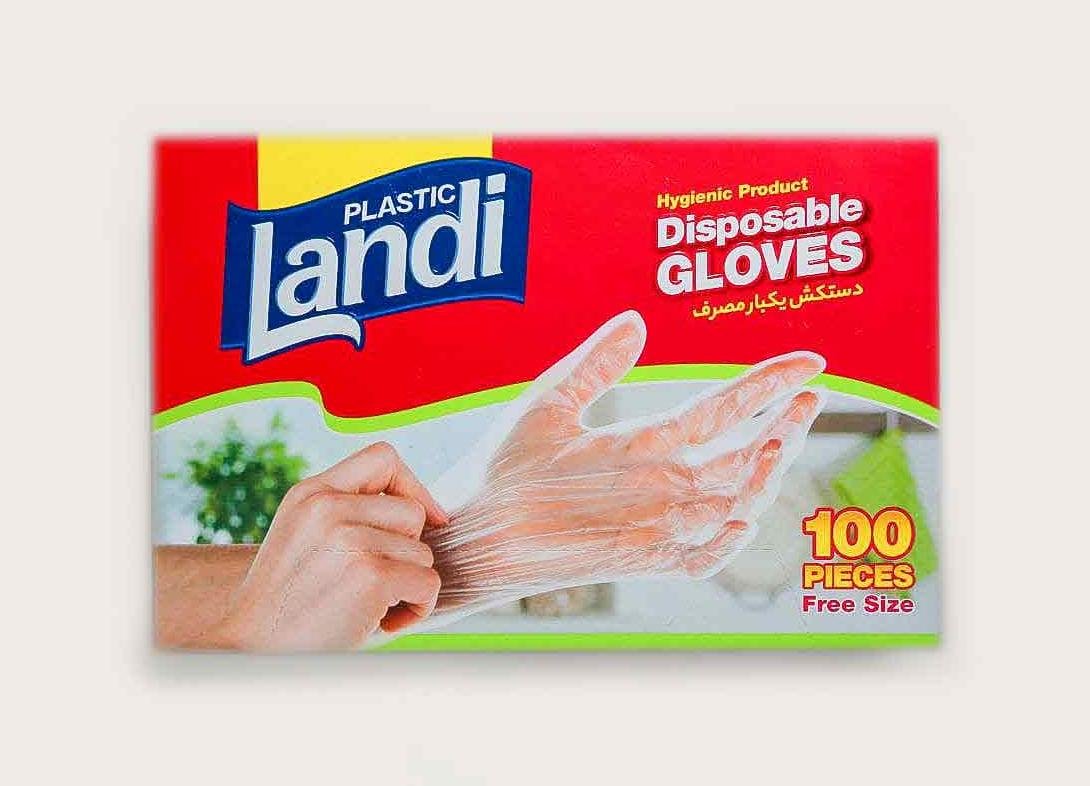 دستکش یکبار مصرف لندی 100 عددی