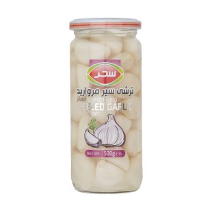 ترشی سیر مروارید شیشه ای ممتاز سحر 500 گرم